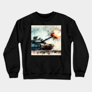 Fantasy illustration of a tank in battle Crewneck Sweatshirt